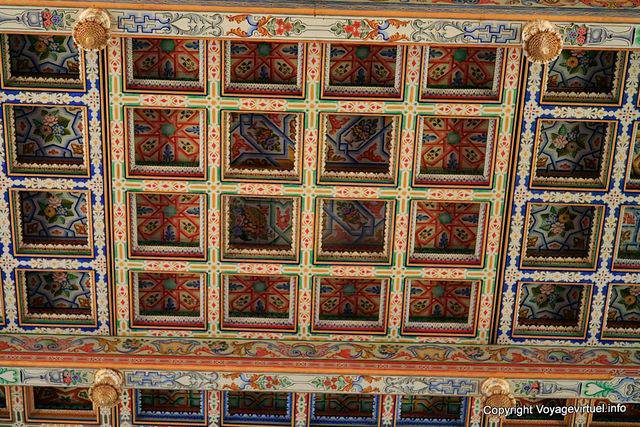 Carthage, Saint Louis Cathedral, detail of painted wooden coffered ceiling - Tunisia