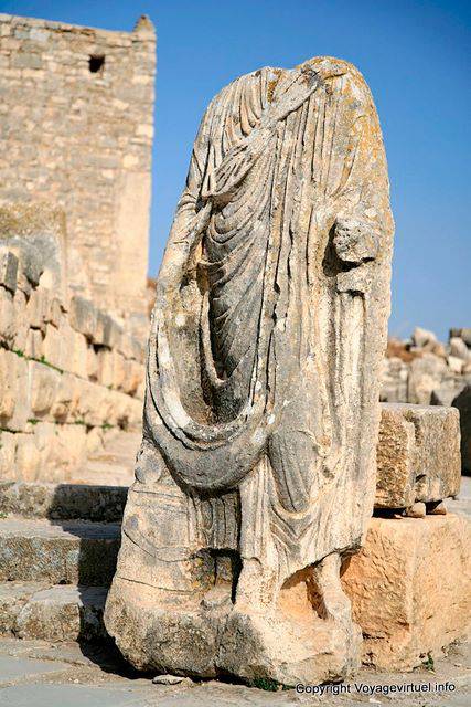 Dougga, emperor of headless statue, togatus on the place of the compass - Tunisia