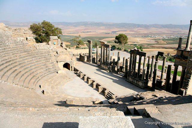 Dougga view of the theater from the stands - Tunisia