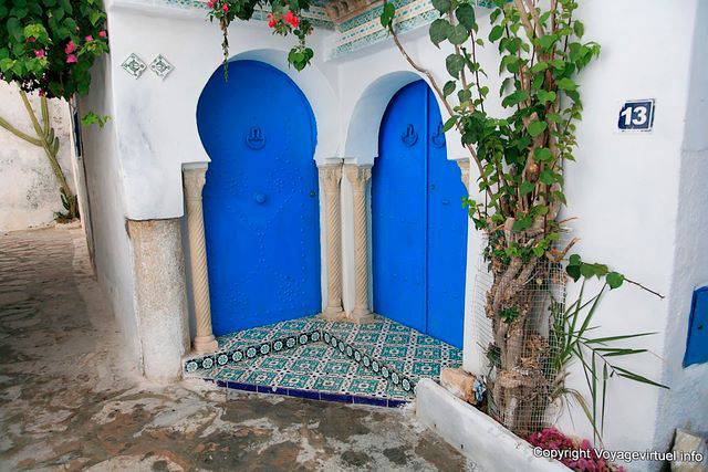 Hammamet, double door in blue, Medina - Tunisia