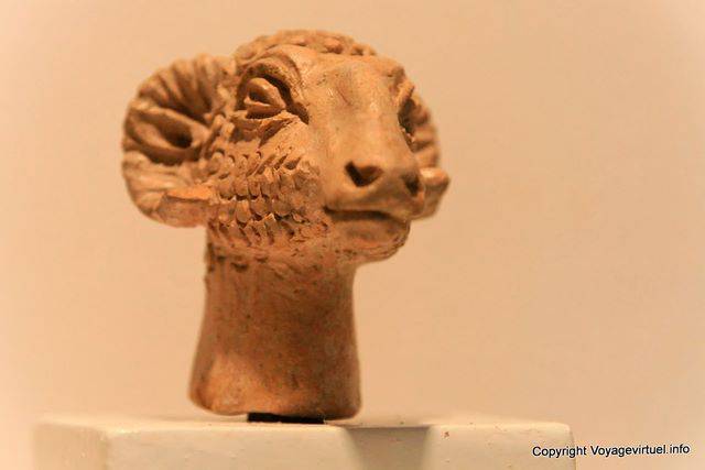 Kerkouane Archaeological Museum, goat's head sculpture - Tunisia