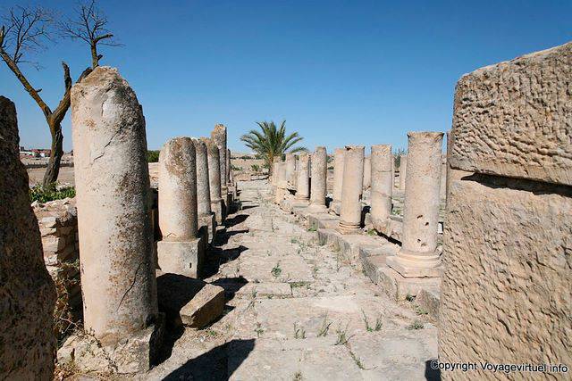 Maktar, basilica, alignment truncated columns - Tunisia