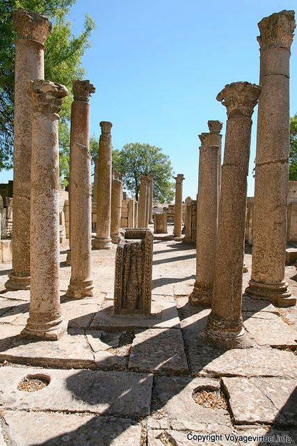 Columns of the Schola Juvenes building of the Severan dynasty, Makthar - Tunisia