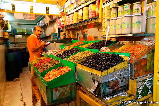 Groceries with Olives, indoor market, Sfax - Tunisia