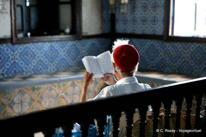 Rabbi reading, Ghriba Synagogue, Djerba - Tunisia