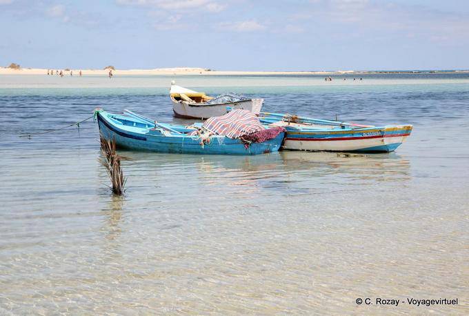 Djerba, boats and sea to the lagoon-like, Seguia - Tunisia