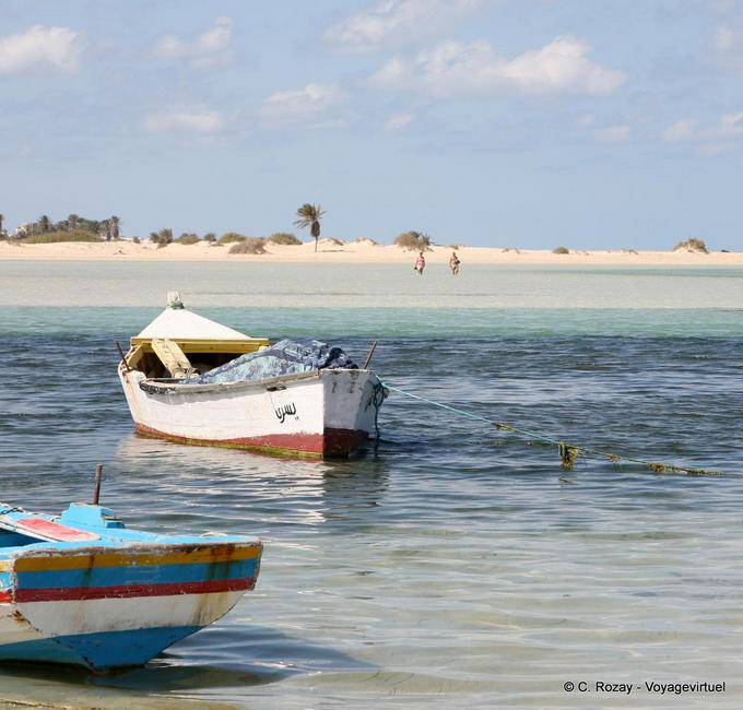 Pedestrian crossing in paradise beach Seguia, Djerba - Tunisia