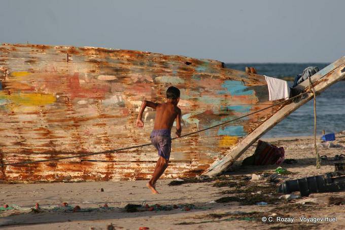Running on the beach of Seguia, Djerba - Tunisia