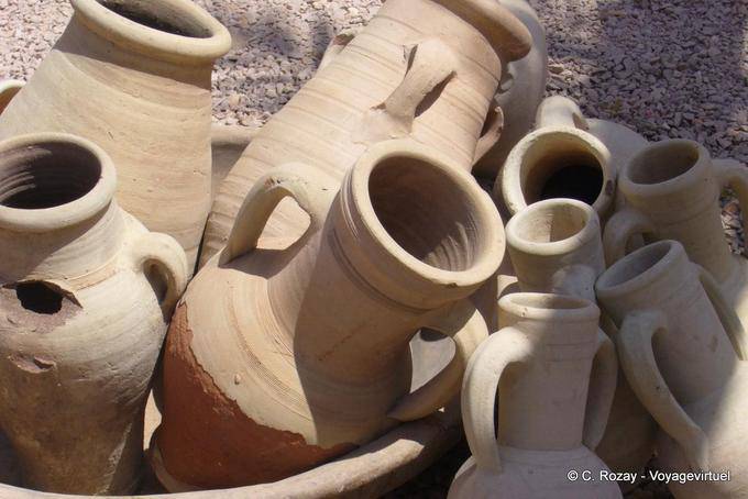 Focus on amphorae squid or jugs, Djerba - Tunisia