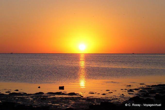 Orange and gold of the sea at sunset, Sidi Jmour, Djerba - Tunisia