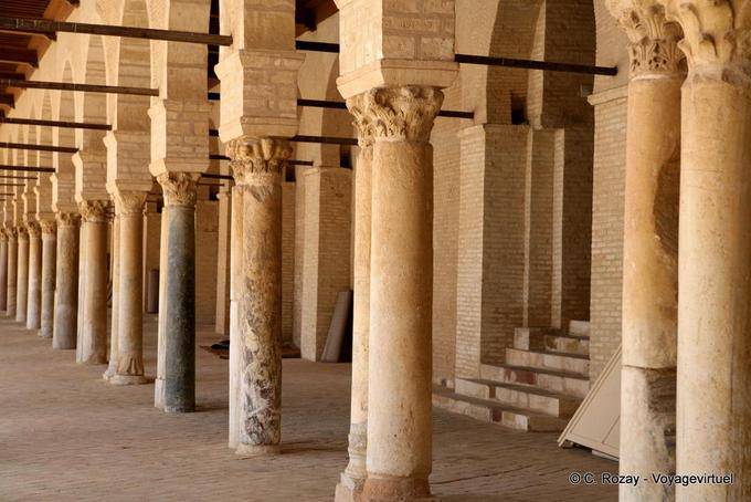 Colonnades topped with various capitals, Djemaa Sidi Uqba, Kairouan - Tunisia