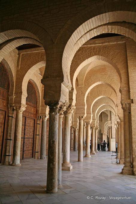 Arches in front of the prayer room, Grand Mosque, Kairouan - Tunisia