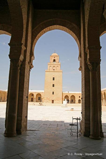 Perspective on the minaret, Mosque Sidi Uqba, Kairouan - Tunisia