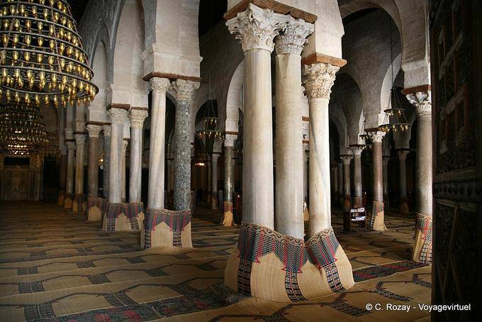 Columns in the prayer room, Great Mosque, Kairouan - Tunisia