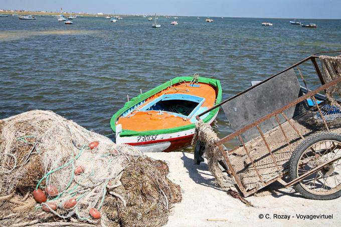 Charette, net and boat in El Attaya, Kerkennah - Tunisia