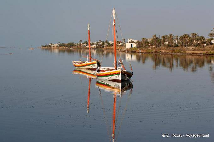 Reflections of floukas the morning Ouled Kacem, Kerkennah - Tunisia