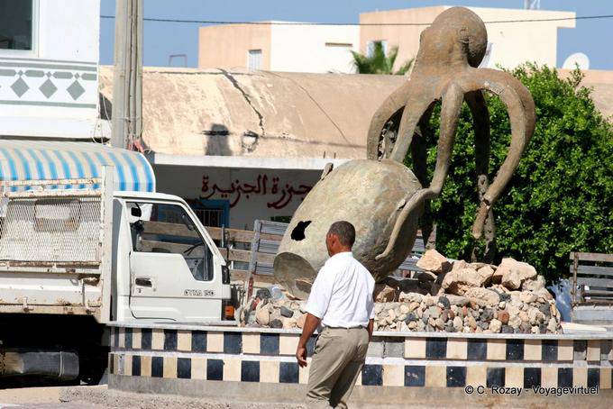 Statue of octopus Remla, Kerkennah - Tunisia
