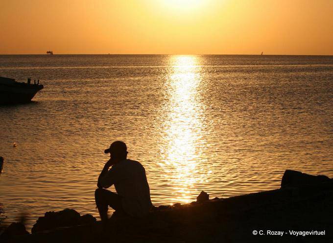 Pensive man at sunset, Sidi Frej, Kerkennah - Tunisia