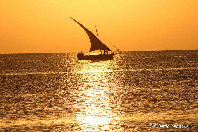 Felucca in silhouette, Sidi Frej, Kerkennah - Tunisia