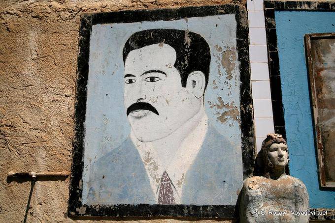 Mustachioed man, mural Mouldi Zalila, Kerkennah - Tunisia