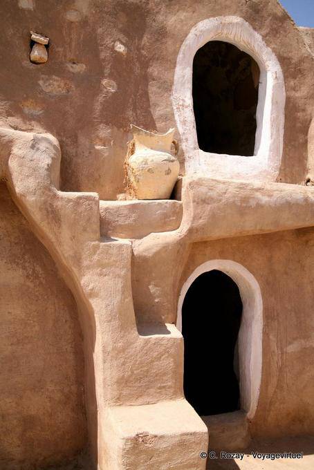 Whitewashed staircases, Ksar Haddada - Tunisia