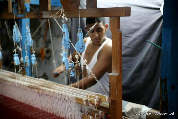 Weaver and his loom, Mahdia - Tunisia