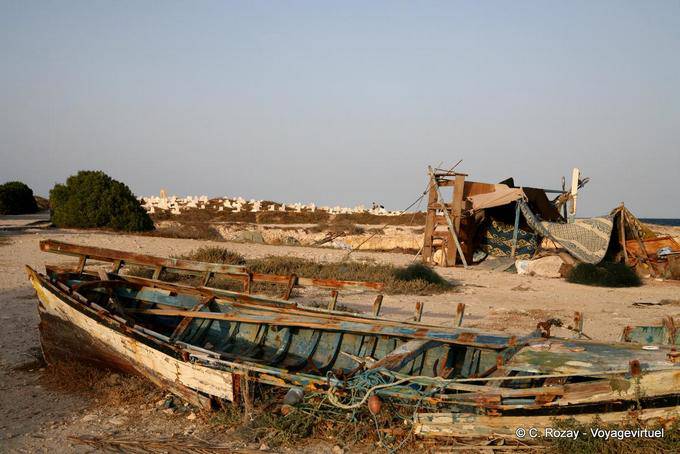 Shredded bark above the Phoenician port, Mahdia Cap Africa - Tunisia