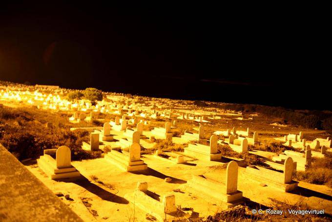 Night view of the marine cemetery, Mahdia Cap Africa - Tunisia