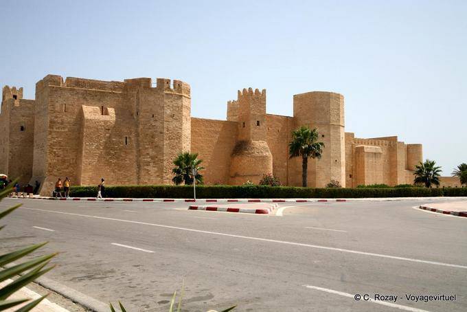 External walls and towers of Ribat, west side, Monastir - Tunisia