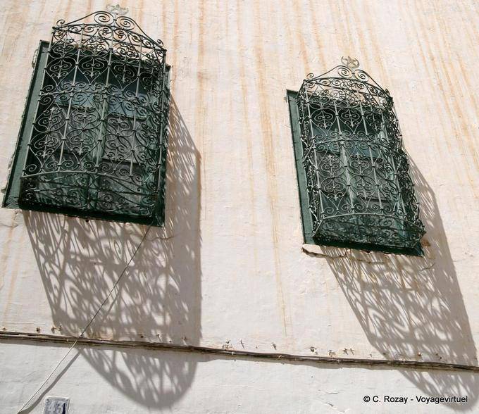 Shadow ironwork on windows, Sfax - Tunisia