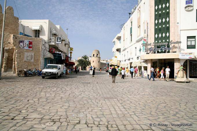 Large paved street going towards the Great Mosque, Sousse - Tunisia