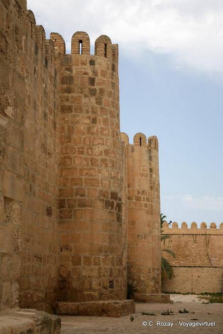 Ramparts flanked by semi-cylindrical towers, Ribat of Sousse - Tunisia