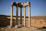 Dougga, Temple of Juno Caelestis, the wall of the sacred precinct (temenos) and columns, Tunisia.