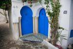 Hammamet, double door in blue, Medina, Tunisia.