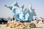 Hammamet, kitschy statues of three sirens, Tunisia.