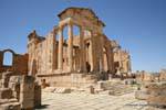 Sbeïtla, Capitol, another view on one of the temples dedicated to the Capitoline Triad, Tunisia.