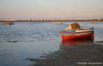 Djerba, light and low tide boat, Tunisia.