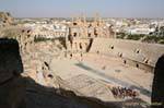 Panorama of the amphitheater and the city of El Jem, Tunisia.