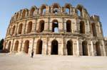 El Jem Coliseum, exterior view of the amphitheater with the three levels of galleries, Tunisia.