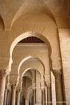 Arch and columns of the western portico, Oqba Ibn Nafaa Mosque, Kairouan, Tunisia.