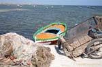 Charette, net and boat in El Attaya, Kerkennah, Tunisia.