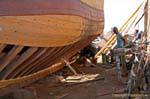Exterior view of the construction of a traditional boat, El Attaya, Tunisia.