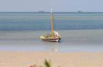 Beach at low tide and gas production, Kerkennah Islands, Tunisia.
