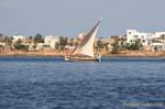 Felucca sailing deployed Ouled Kacem, Kerkennah, Tunisia.