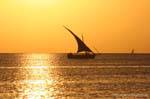 Felucca in silhouette, Sidi Frej, Kerkennah, Tunisia.