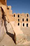 Ghorfas staircase leading to upstairs, Ksar Ouled Soltane, Tunisia.