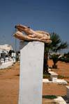 Crocodile, sculpture, Mahares, Tunisia.