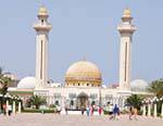 The minarets (25m high) and domes of the mausoleum of Bourguiba, Monastir, Tunisia.