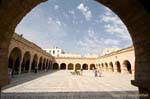 Sousse, panoramic courtyard of the Grand Mosque from arcade, Tunisia.