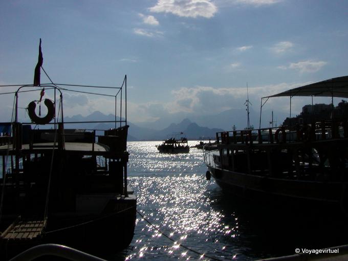 Antalya, evening light in the port - Turkey